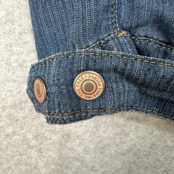 Free People Jeans We The Free Angelo Cargo Pants Sz S Blue Denim Pull-On Boho - Picture 4 of 13